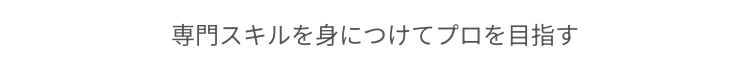 専門スキルを身につけてプロを目指す